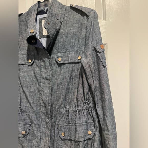 BEANPOLE / Lightweight, Denim Utility Jacket, Zip & Snap Front, Múltiple Pockets - Picture 3 of 16